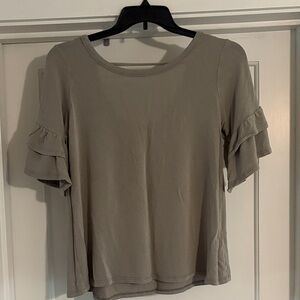 Elegant Ruffle Sleeve Top in Sage Green